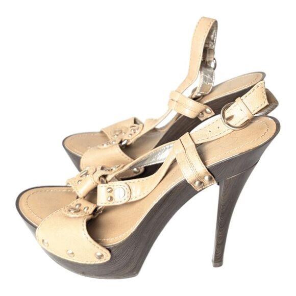 NWD JESSICA SIMPSON Gody Tan Leather Platform Sandals Size 8.5 - Picture 3 of 7